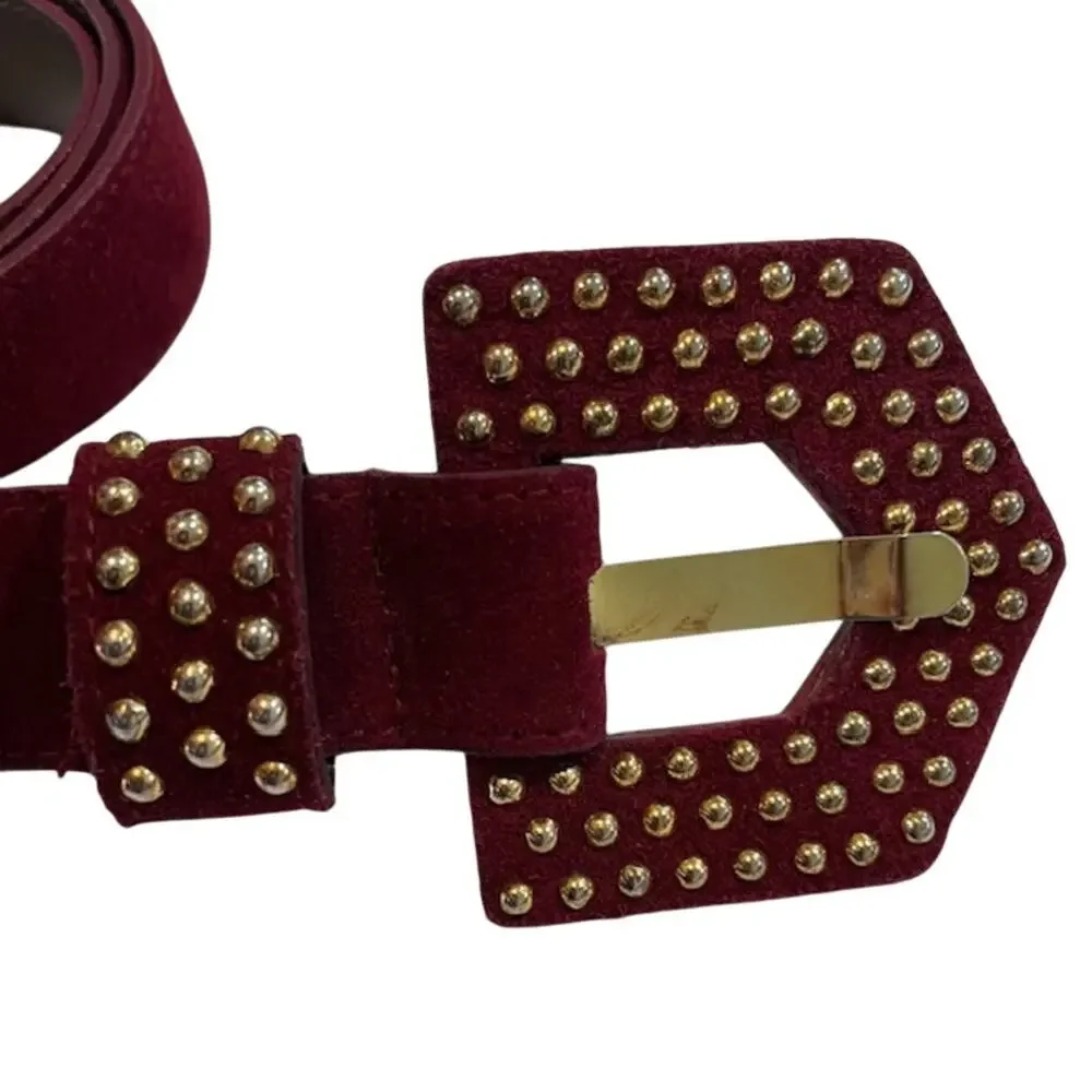 Milor vintage 1990's women's burgundy suede leather belt.